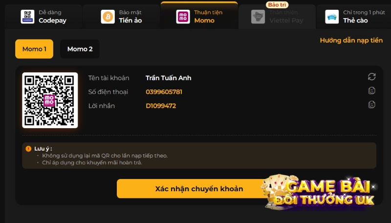 nạp tiền Debet